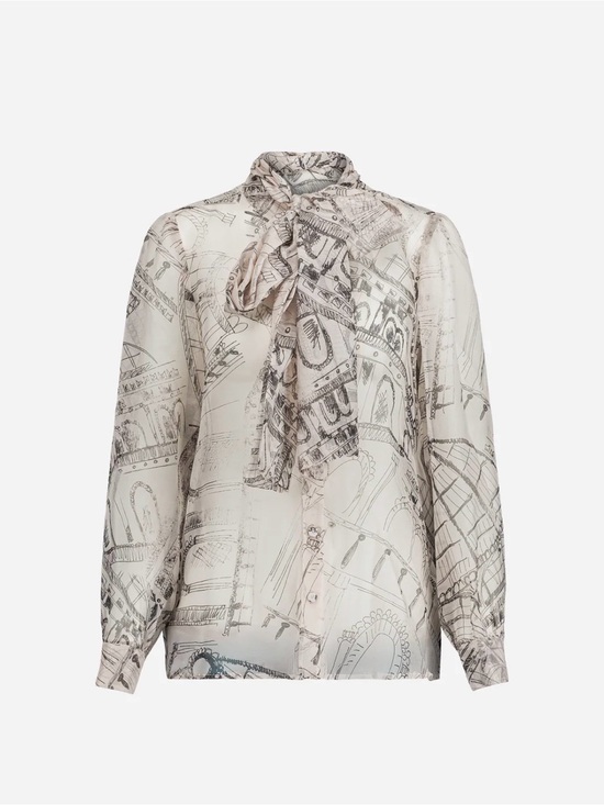 Paul & Joe Tops - Pail & Joe Silk Printed Tie-Neck Blouse